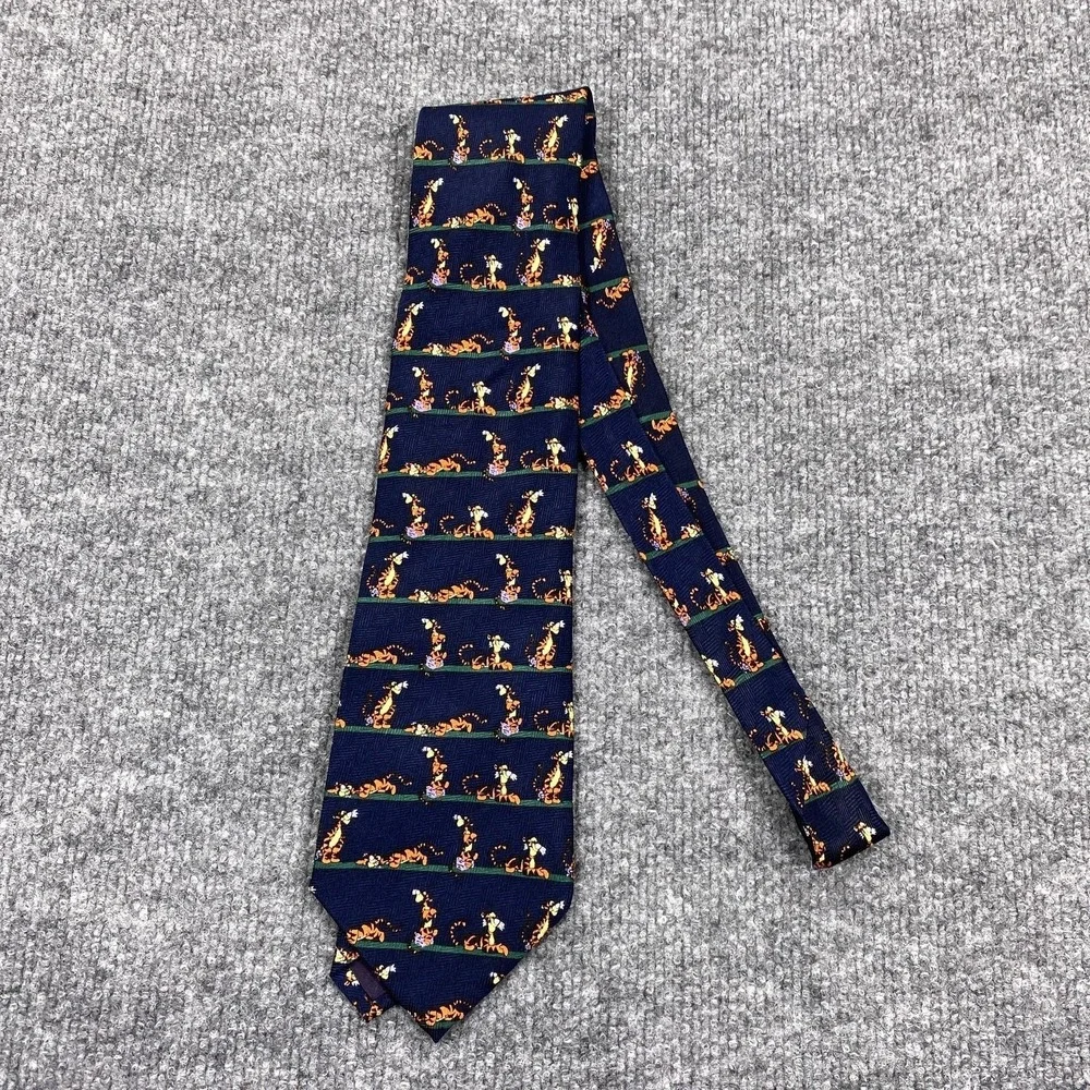 Vintage Disney Pooh Tie Mens  Navy Blue Tigger Silk Hand Made Character Tie
